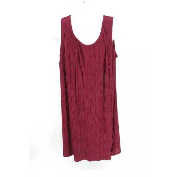 R & M Richards Wine Dress 16W Sleeveless Textured Crinkle Design NWOT - Picture 1 of 4